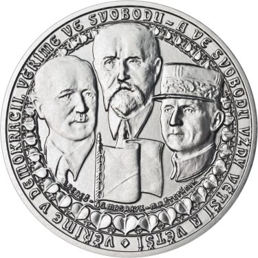 Náhled Averzní strany - 90. výročí vzniku ČSR - stříbro 1 Oz b.k.